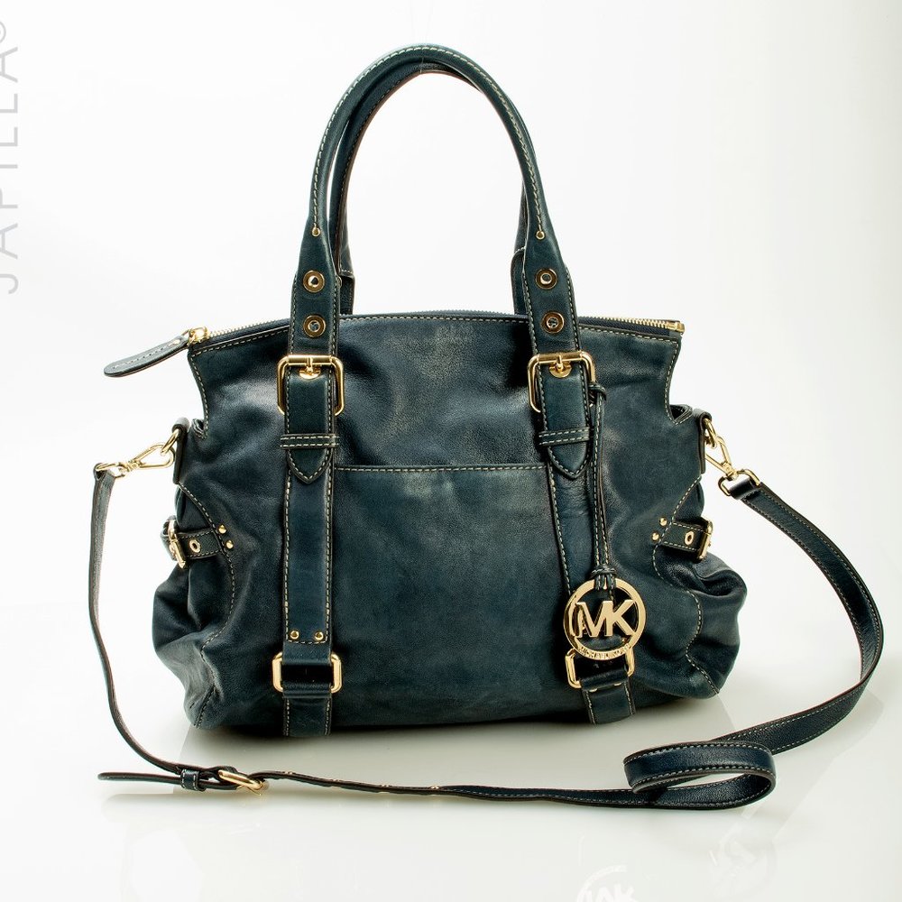 Michael Kors Smooth Blue Leather Shoulder Bag